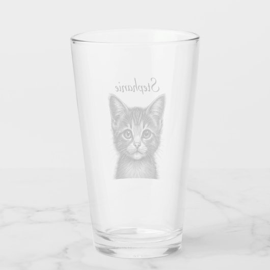 Schattige schets van de jonge kat glas (Achterkant)