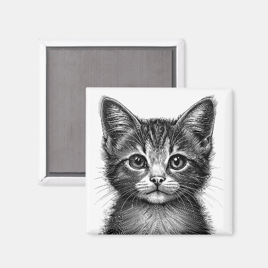 Schattige schets van de jonge kat magneet (Voorkant / Achterkant)