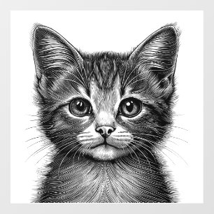 Schattige schets van de jonge kat raamsticker