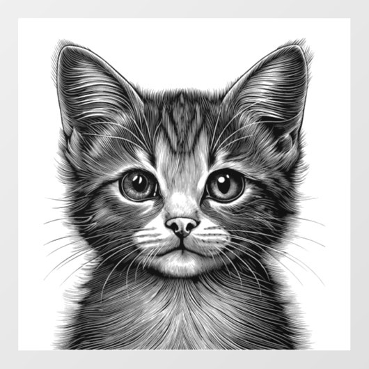Schattige schets van de jonge kat raamsticker (Vel)