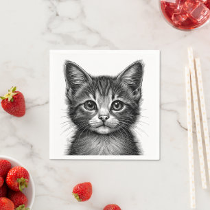 Schattige schets van de jonge kat servet