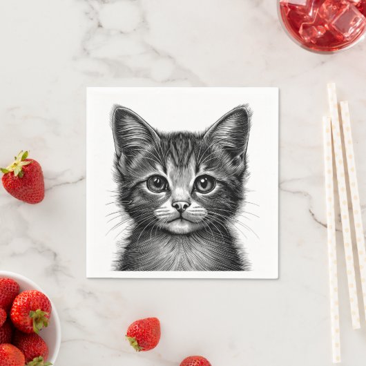 Schattige schets van de jonge kat servet (Insitu)