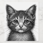 Schattige schets van de jonge kat wijn etiket (Enkel label)