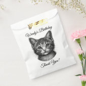 Schattige schets van jonge kat Bedankt Custom Bedankzakje (Gezegeld)