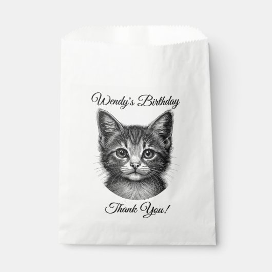 Schattige schets van jonge kat Bedankt Custom Bedankzakje (Voorkant)