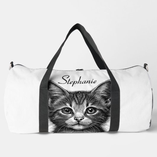 Schattige schets van jonge kat Naam toevoegen Plunjezak (Voorkant)