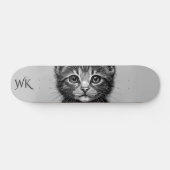 Schattige schets van Young Cat Monogram Persoonlijk Skateboard (Horizontaal)