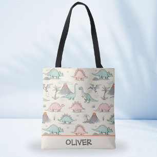 Schattige schetsmatige dinosauriërs in Jurassic La Tote Bag