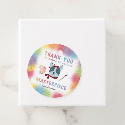 Schattige Schilderij Kunst Feesthond Verjaardag Bedankjes Labels (In situ)
