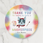 Schattige Schilderij Kunst Feesthond Verjaardag Bedankjes Labels (Voorkant)