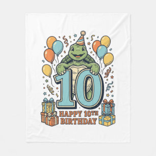 Schattige Schildpad 10e Verjaardag Vintage Feest D Fleece Deken