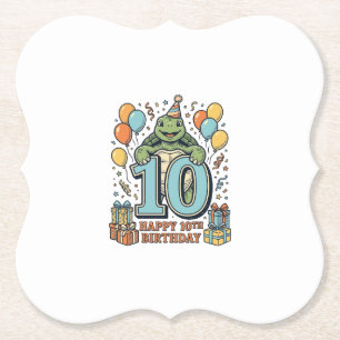 Schattige Schildpad 10e Verjaardag Vintage Feest D Kartonnen Onderzetters
