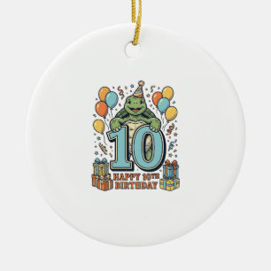 Schattige Schildpad 10e Verjaardag Vintage Feest D Keramisch Ornament