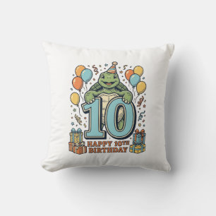 Schattige Schildpad 10e Verjaardag Vintage Feest D Kussen
