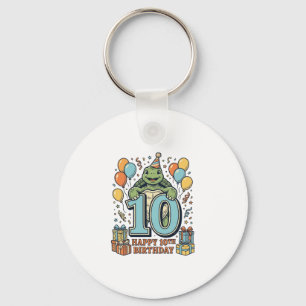 Schattige Schildpad 10e Verjaardag Vintage Feest D Sleutelhanger