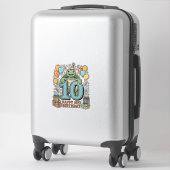 Schattige Schildpad 10e Verjaardag Vintage Feest D Sticker (Koffer)