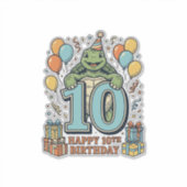 Schattige Schildpad 10e Verjaardag Vintage Feest D Sticker (Voorkant)