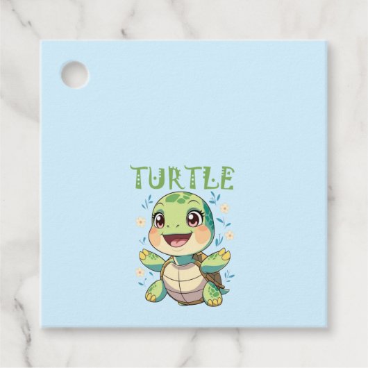 Schattige Schildpad Baby Bedankjes Labels (Voorkant)