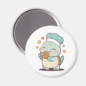 Schattige Schildpad Chef Eet Koekje Kawaii Design Magneet (Voorkant / Achterkant)