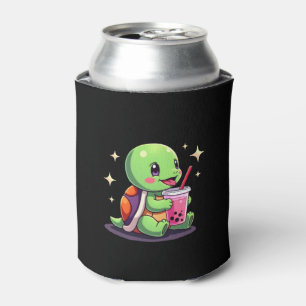 Schattige schildpad die boba drinkt. Grappige Boba Blikjeskoeler