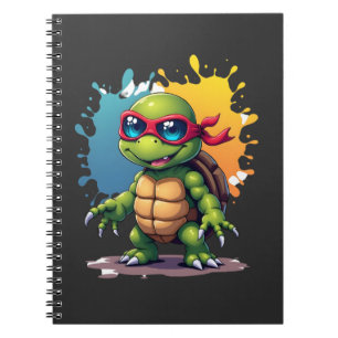 Schattige Schildpad Draagt Zonnebril Verfspatten Z Notitieboek