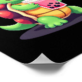 Schattige schildpad drinkt boba. Grappige Boba Sch Poster (Hoek)