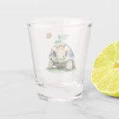 Schattige schildpad en bij shot glas (Achterkant)