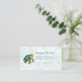 Schattige schildpad en blaasbare luier visitekaartje (Staand voorkant)