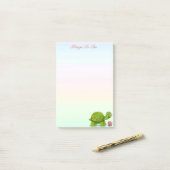 Schattige Schildpad en Bloem in Pastel Kleurschake Post-it® Notes (Op bureau)