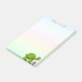 Schattige Schildpad en Bloem in Pastel Kleurschake Post-it® Notes (Schuin)