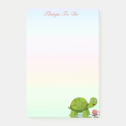 Schattige Schildpad en Bloem in Pastel Kleurschake Post-it® Notes (Voorkant)