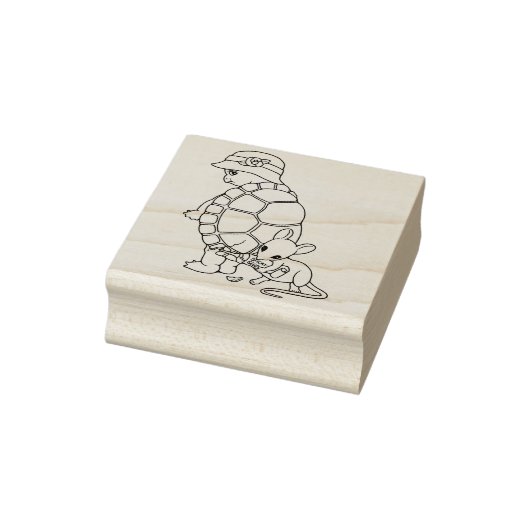 Schattige Schildpad en Muis Vriendschap Rubber Sta Rubberstempel (Stempel)