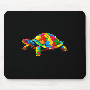 Schattige Schildpad En Puzzelstukken Autisme Bewus Muismat