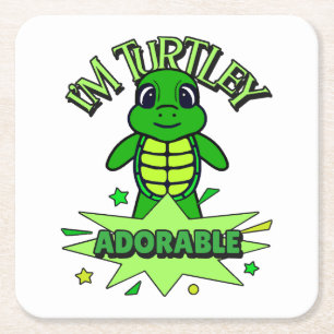 Schattige Schildpad Grappige Quote Turtley Schatti Kartonnen Onderzetters