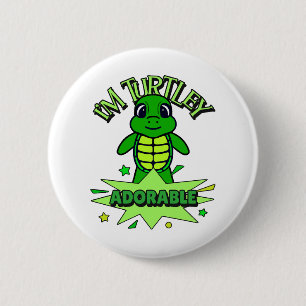 Schattige Schildpad Grappige Quote Turtley Schatti Ronde Button 5,7 Cm