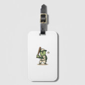 Schattige Schildpad Honkbal Batter Vintage Vector Bagagelabel (Voorkant (verticaal))