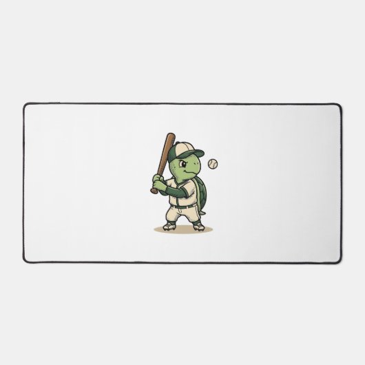 Schattige Schildpad Honkbal Batter Vintage Vector Bureaumat (Voorkant)
