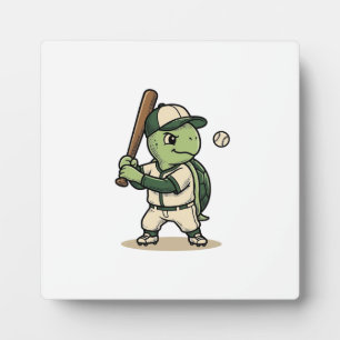 Schattige Schildpad Honkbal Batter Vintage Vector Fotoplaat