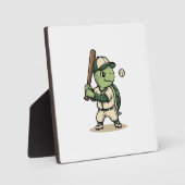 Schattige Schildpad Honkbal Batter Vintage Vector Fotoplaat (Voorkant)