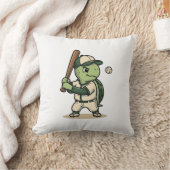 Schattige Schildpad Honkbal Batter Vintage Vector Kussen (Deken)