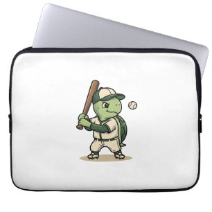 Schattige Schildpad Honkbal Batter Vintage Vector Laptop Sleeve