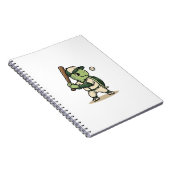 Schattige Schildpad Honkbal Batter Vintage Vector Notitieboek (Rechterzijde)