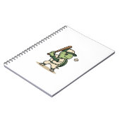 Schattige Schildpad Honkbal Batter Vintage Vector Notitieboek (Linkerzijde)
