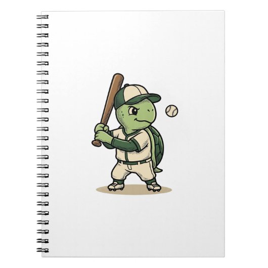 Schattige Schildpad Honkbal Batter Vintage Vector Notitieboek (Voorkant)