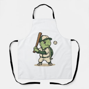 Schattige Schildpad Honkbal Batter Vintage Vector  Schort