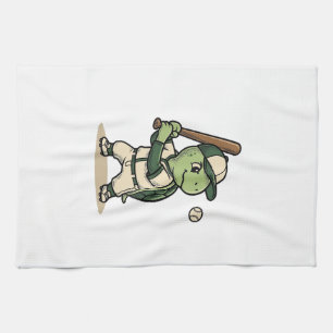 Schattige Schildpad Honkbal Batter Vintage Vector Theedoek