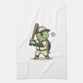 Schattige Schildpad Honkbal Batter Vintage Vector Theedoek (Verticaal)