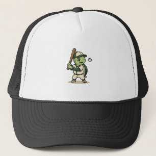 Schattige Schildpad Honkbal Batter Vintage Vector Trucker Pet