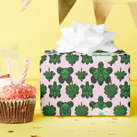Schattige Schildpad Laat Naadloos Patroon, Tropisc Cadeaupapier (Verjaardagsfeest)