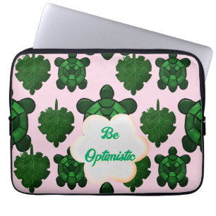 Schattige Schildpad Laat Naadloos Patroon, Tropisc Laptop Sleeve